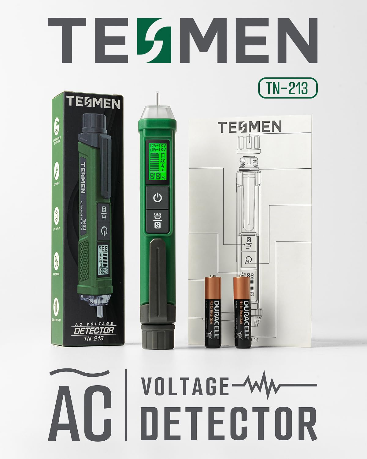 TESMEN TN-213 pocket clip and built in flashlight aid testing in low light