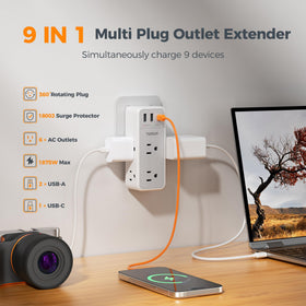 TESSAN 1800J surge protector guards devices from surges.
