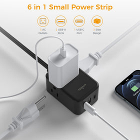TESSAN compact 3-outlet design fits tight desks and shared spaces