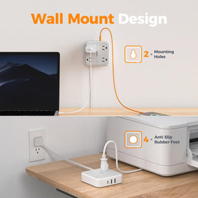 TESSAN 45-degree right-angle plug frees space for adjacent outlets