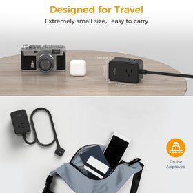 TESSAN 5-foot flat plug cord for flexible placement in travel or offices