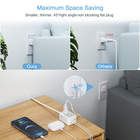TESSAN 5-foot flat extension cord reaching across desks and hotel rooms