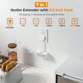 TESSAN 7-in-1-wall-plug-extension powers several devices at once.