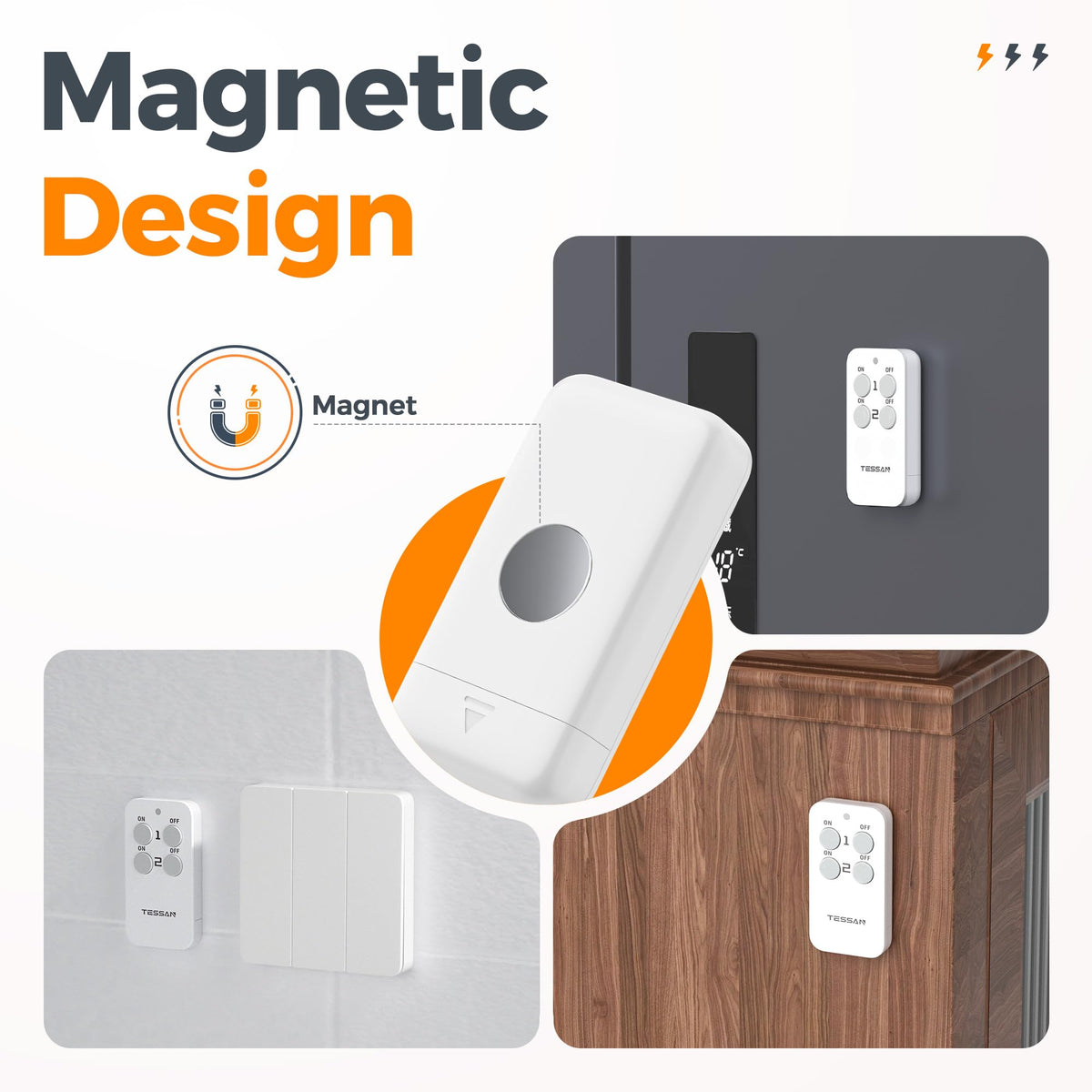 TESSAN adhesive iron piece adds mounting flexibility in any room.