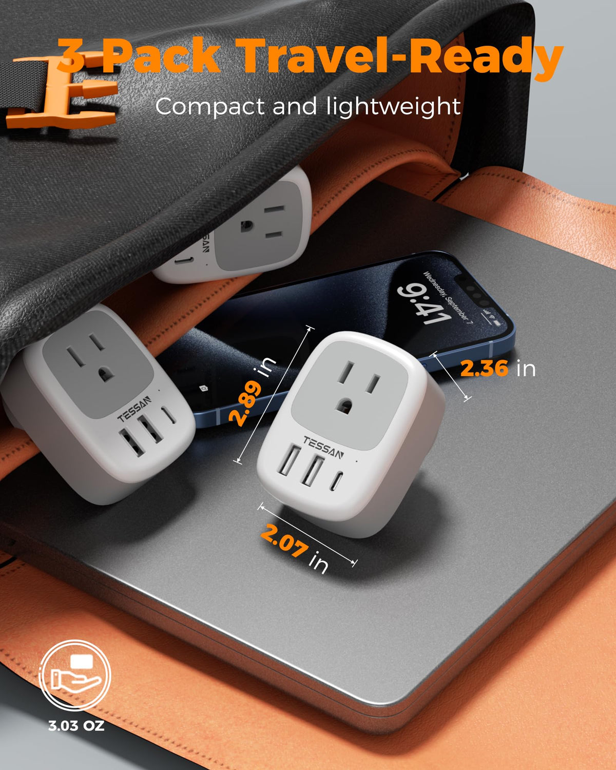 TESSAN adapter ideal for airports, hotels, and dorms during international trips.