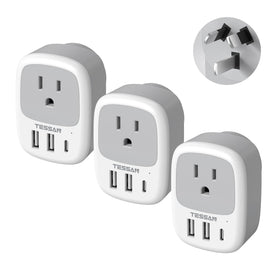 TESSAN Australia New Zealand power adapter pack ready for travel with multiple outlets.