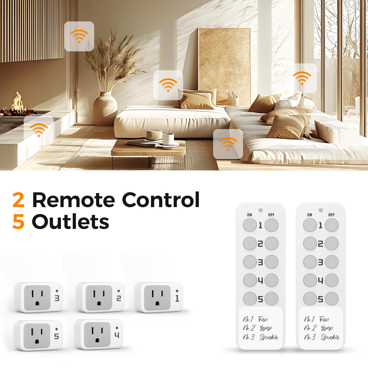 TESSAN compact design fits beside furniture without blocking sockets.