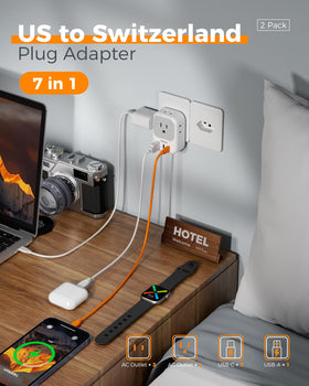 TESSAN compact travel adapter design fits easily in a bag without bulk.