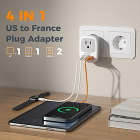 TESSAN compact travel adapter fits easily in your pocket or bag.