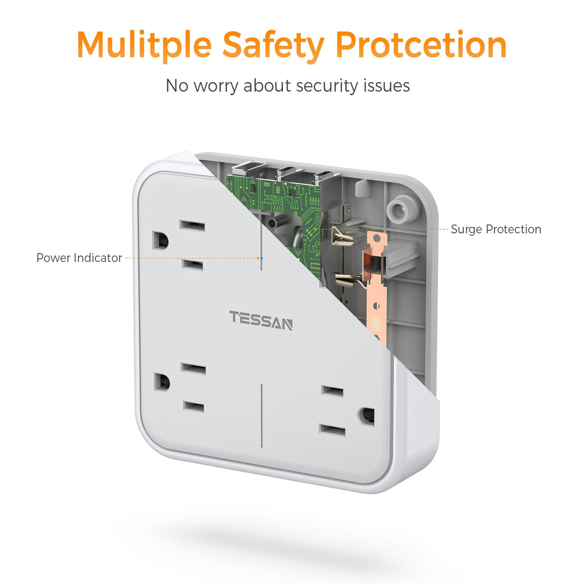 TESSAN compact wall plug saves desk space in tight rooms
