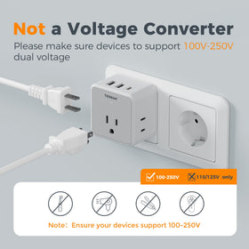 Cruise-ready TESSAN adapter ideal for hotels and cabins