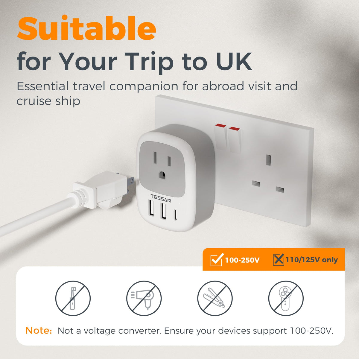 TESSAN cruise ship-friendly design keeps outlets accessible on voyages.