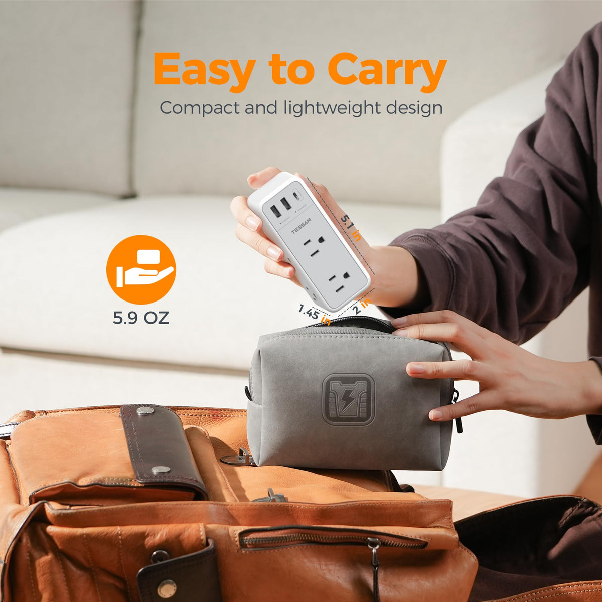 TESSAN dorm room and home office power hub keeps devices organized.