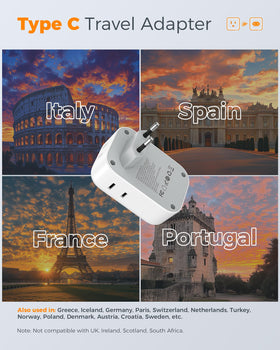 TESSAN EU adapter showing four AC outlets for multiple devices