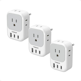 TESSAN Europe travel plug adapter with 4 outlets for multiple devices.