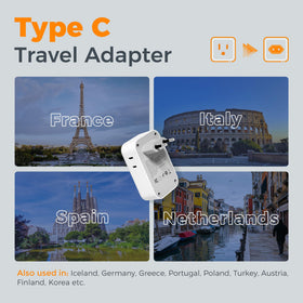 TESSAN compact travel adapter design for easy packing and space savings.