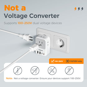 TESSAN universal compatibility across Europe without blocking large plugs.