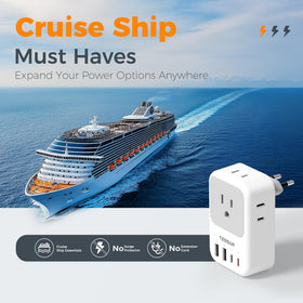 TESSAN cruise-ready adapter with no cords for ship travel.