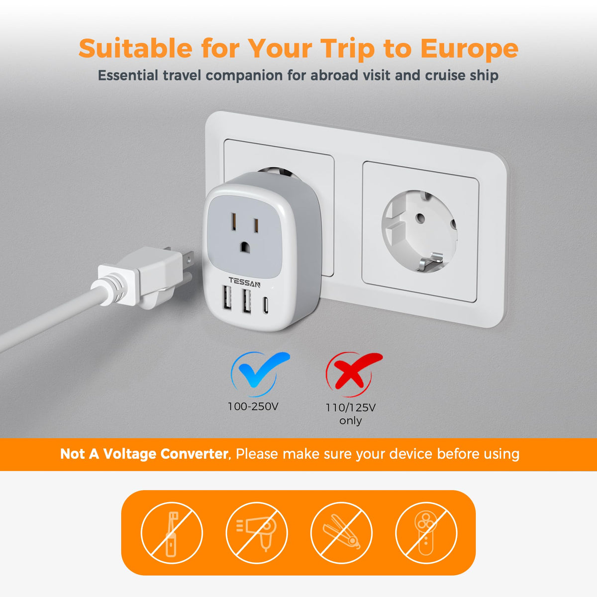 TESSAN universal compatibility across Europe including France, Germany, Italy, and Spain