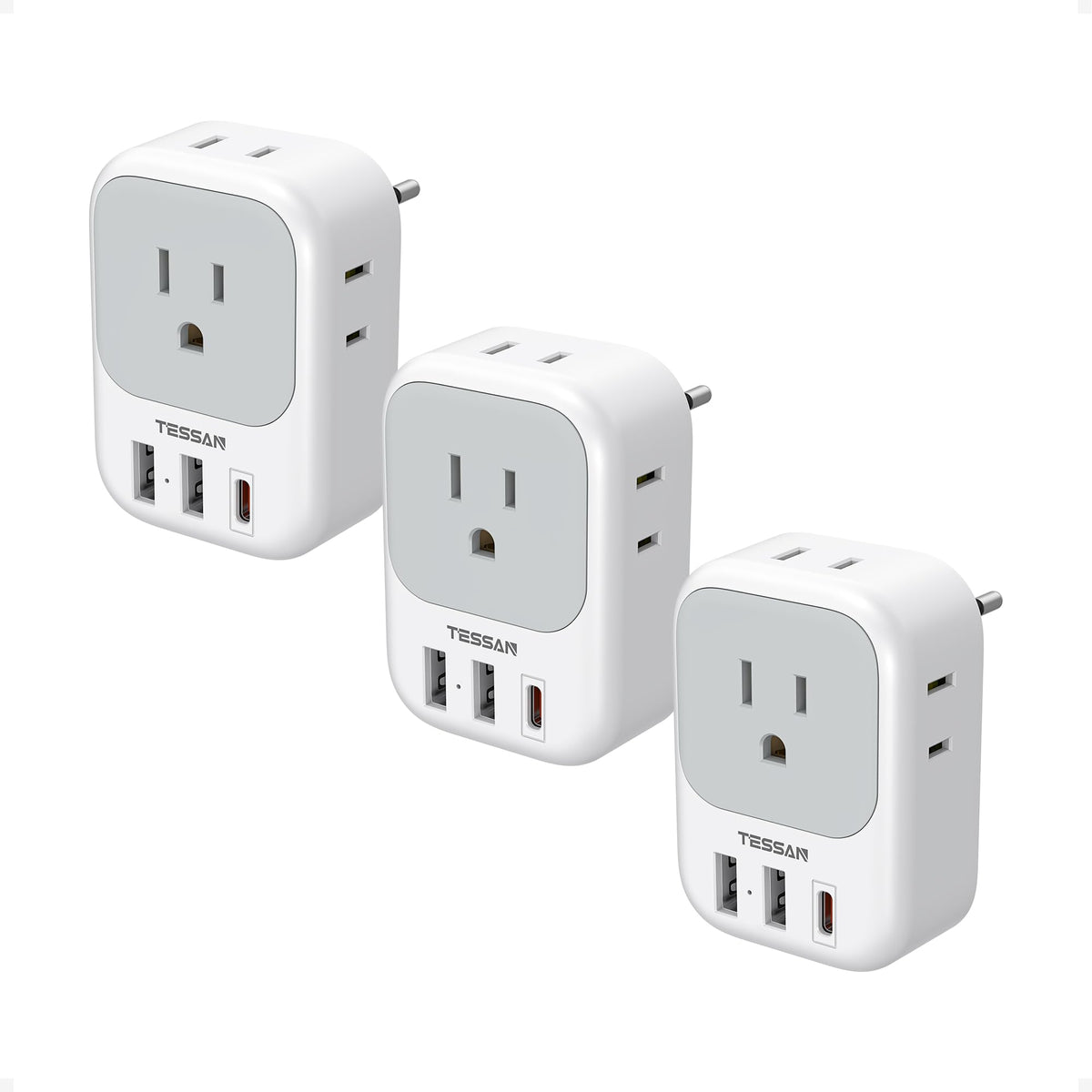 TESSAN European travel plug adapter with USB-C 20W PD, ideal for fast charging on the go