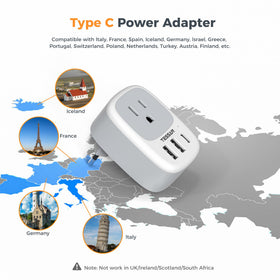 TESSAN adapter with USB ports ready to charge multiple devices while traveling