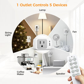 TESSAN five-outlet wall plug powers multiple lamps and devices.