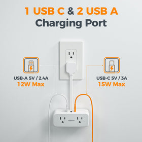 TESSAN flat-head-extension-cord-design fits tight spaces behind furniture.