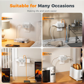 TESSAN wall plug extender fits indoor spaces like bedrooms and offices