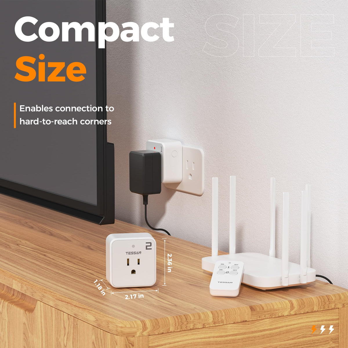 TESSAN living-room lamps control scene shows convenient operation.