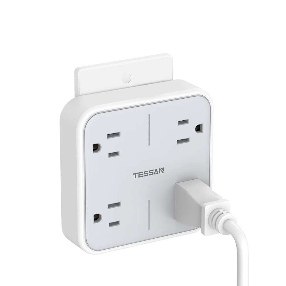 TESSAN multi plug extender with four outlets, perfect for convenient home charging