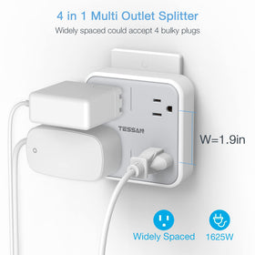 TESSAN outlet splitter showing four ports for dorm rooms and desks