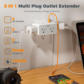 TESSAN outlet with three-side design maximizing space to fit large adapters