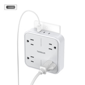 TESSAN multi-plug outlet with wide spacing for clutter-free power access