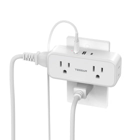 TESSAN outlet extender with four AC outlets and three USB ports for versatile charging