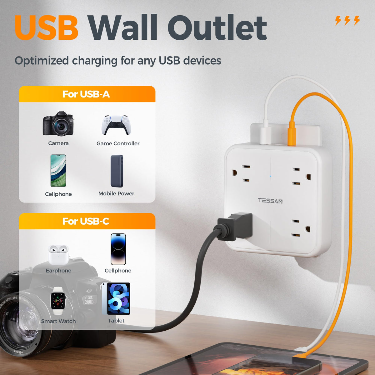 TESSAN stabilizing rod design keeps the outlet securely mounted