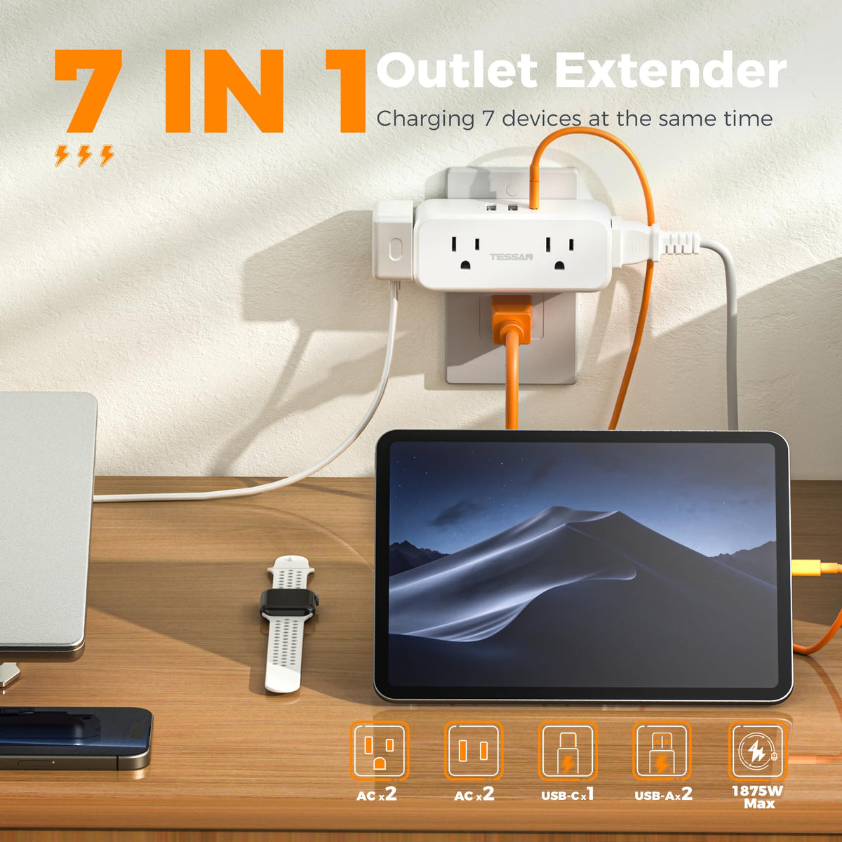 TESSAN USB-C port delivers up to 15W for fast device replenishment