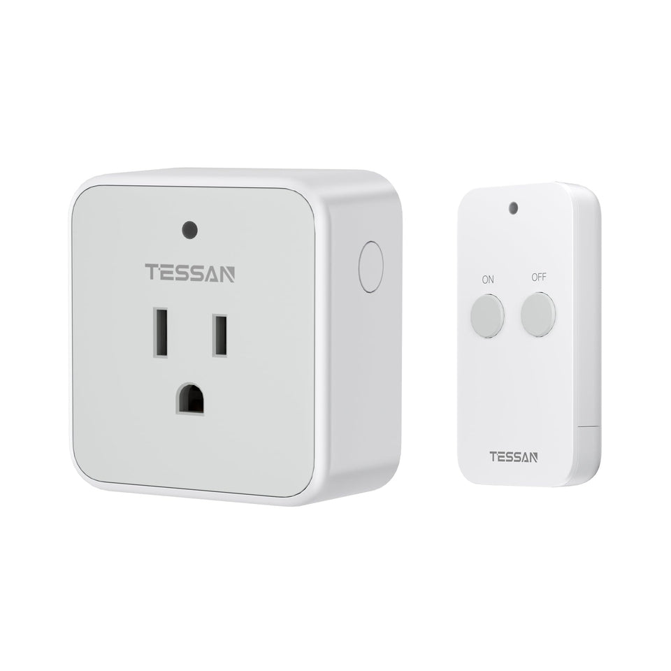 TESSAN remote control outlet front view showing compact design for space-saving lamp control.