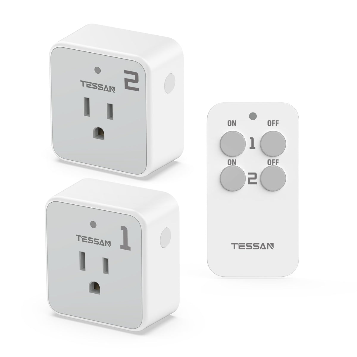 TESSAN remote-control outlet setup demonstrates plug-and-play convenience.