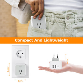 Six-device charging with three outlets and three USB ports for busy stays