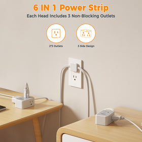 TESSAN six-foot ultra-slim extension cords on each end for flexible placement.