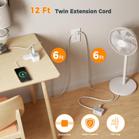 TESSAN six-outlet dual-cube power strip offers organized charging from two sides.