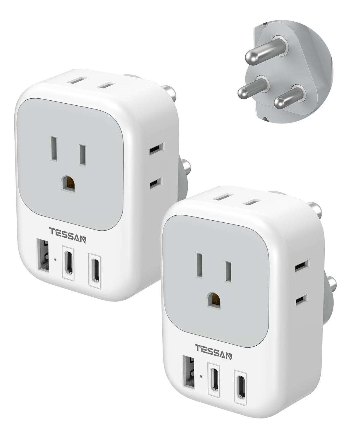 TESSAN Type M adaptor with four outlets for South Africa travel.