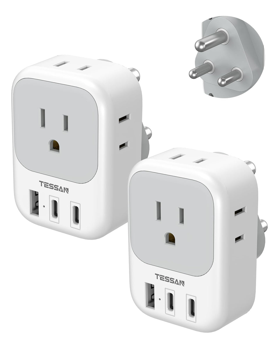 TESSAN Type M adaptor with four outlets for South Africa travel.