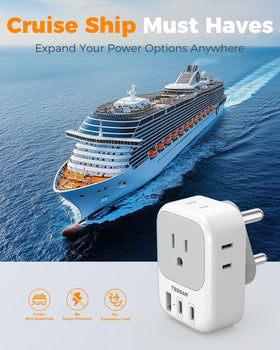 TESSAN adaptor notes: not a voltage converter; check device voltage compatibility.