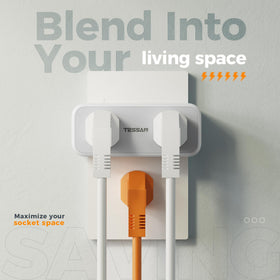 TESSAN space-saving wall plug keeps outlets accessible in tight spaces.