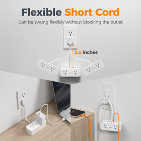 TESSAN surge protector with four outlets safeguards devices during travel or dorm use