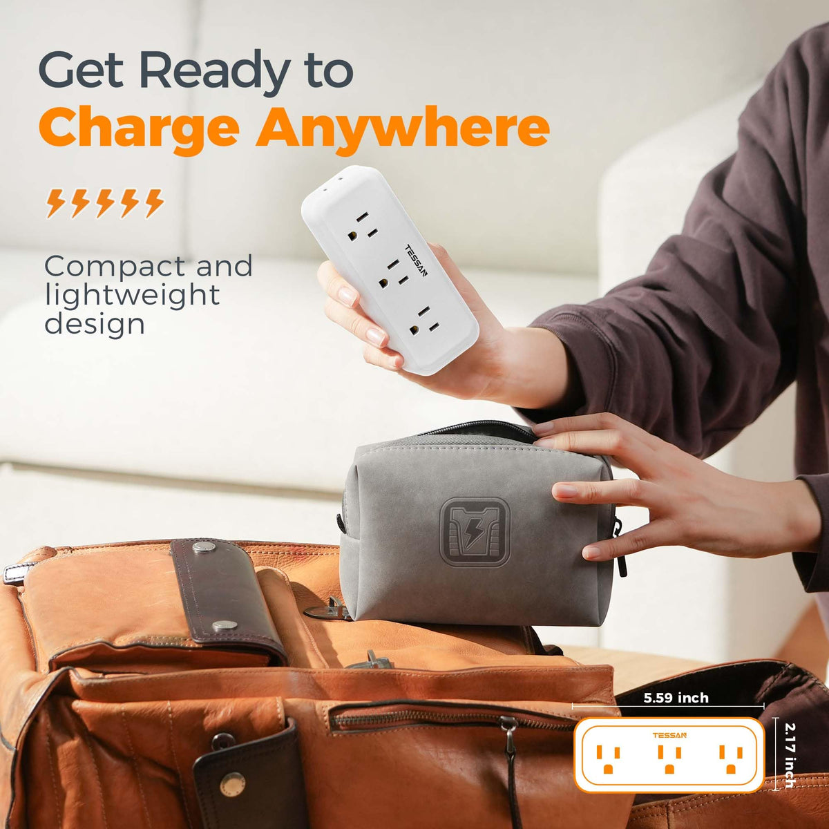 TESSAN surge protector highlighting overload and short-circuit protection