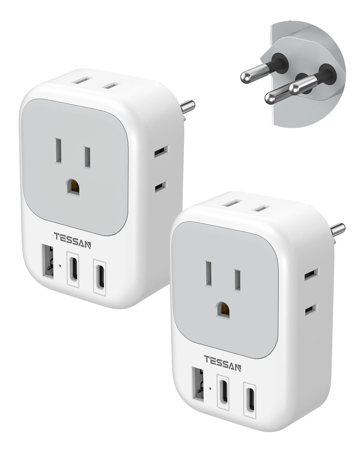 TESSAN Switzerland travel adapter with four outlets for simultaneous charging on the go.