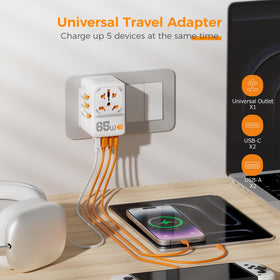 TESSAN travel adapter with four USB ports supports multi-device charging.