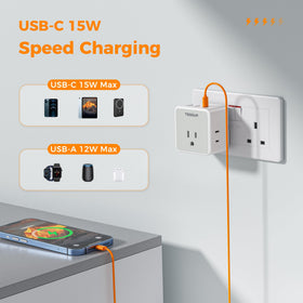 TESSAN USB-C port on the adapter enables fast charging.